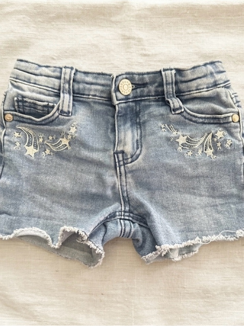 Epic Threads Kids Light Wash Denim Shorts with Star Embroidery